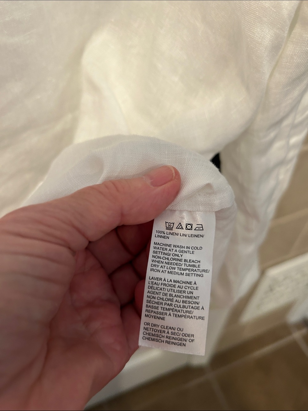 Saks Fifth Avenue White Open-Collar Linen Shirt - Picture 4 of 5